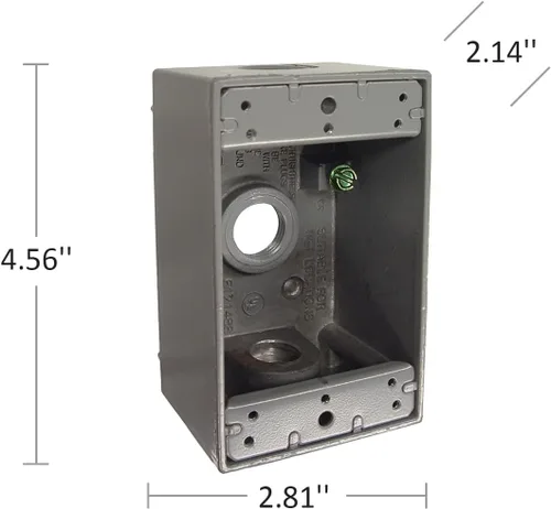Vista 5 de Hubbell-Bell 5320-0 Caja resistente a la intemperie de una sola salida de 3 1/2 pulgadas, gris