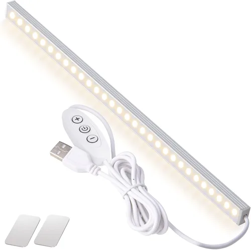 DWEPTU Iluminación para debajo del gabinete alimentada por USB, tira LED regulable de montaje sin herramientas de 12 pulgadas para despensa y