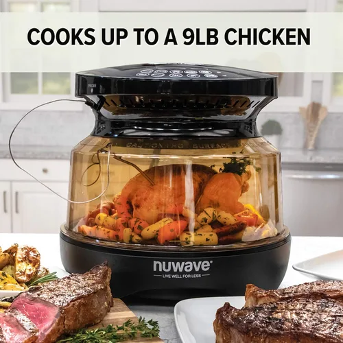 Vista 5 de Nuwave Primo Grill Oven - Horno de encimera sin PFAS con parte superior de convección y parte inferior de parrilla, termómetro inteligente, perfecto