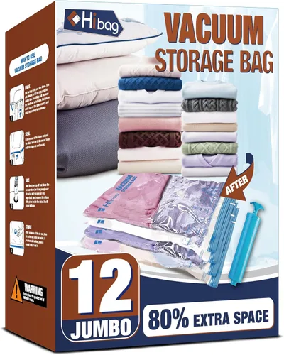 Vista 10 de Bolsas de almacenamiento al vacío, 10 bolsas pequeñas de ahorro de espacio con sello al vacío, bolsas de espacio, bolsas de sellador al vacío