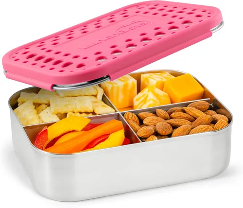 Vista 11 de LunchBots Medium Uno - Recipiente para sándwiches de acero inoxidable, diseño abierto para envolturas, ensaladas o una comida pequeña, ecológico
