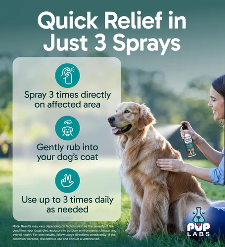 Vista 4 de Pup Labs K9 Soothe Spray antipicazón para perros con aloe, rosa y coco, tratamiento natural de puntos calientes para perros que alivia