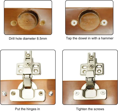 Vista 4 de Insertos de pasador de bisagra de plástico con tornillos, paquete de 100