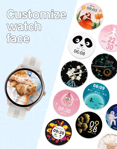 Vista 6 de HUAKUA Relojes inteligentes para mujeres y hombres (Responder/Realizar llamadas) Compatibles con teléfonos iPhone/Android, reloj inteligente redondo
