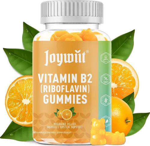 Gomitas de vitamina B2 | Riboflavina 400 mg | Vitamina B2 400 mg masticable para adultos y niños, alivio de la migraña y apoyo de energía y sistema