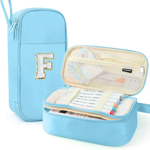 Vista 41 de Estuche Grande para Lápices, Bolsa de Lápices de Gran Capacidad, Bolsa de Lápices Personalizada con Inicial con Cremallera Suave, Múltiples