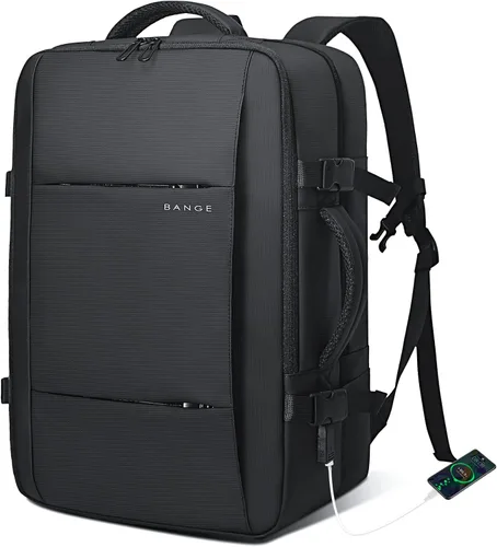 BANGE Mochilas de viaje, mochilas de mano aprobadas para vuelo, mochila para laptop de 17 pulgadas para bolsa de viaje internacional, mochila de