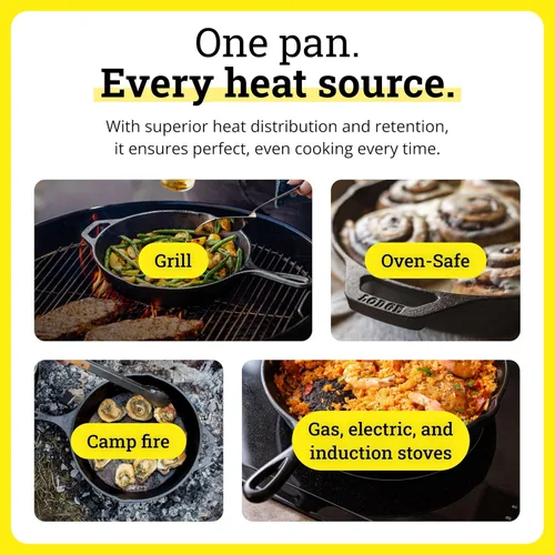 Vista 6 de Lodge - Parrilla reversible de hierro fundido pre-sazonado (16.75 in), color negro