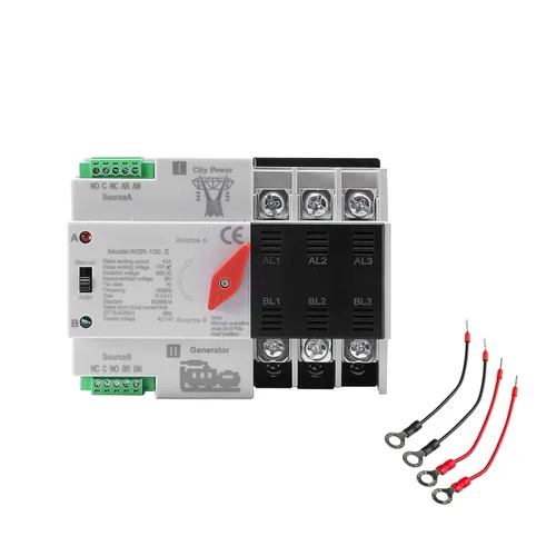 Vista 14 de Interruptor de transferencia automática/manual de 63amp AC110V 2P 50/60Hz, interruptor mini ATS de 2 polos 63A de doble potencia solar