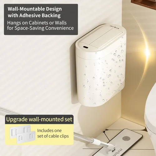 Vista 2 de MRBIN Basurero de baño con sensor de movimiento con tapa de mariposa, cubo de basura delgado automático sin contacto de 7 litros/1.8 galones, cesta