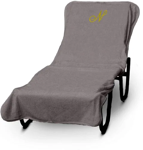 Vista 300 de Funda de lujo para tumbona de piscina con monograma de Hotel y Spa, bordado con letras en bloque - Extra absorbente 100% algodón turco - Rizo suave