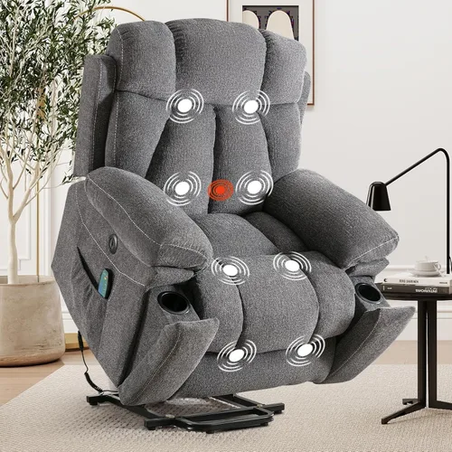 Vista 21 de HAOMARKETS Power Lift Recliners with Massage and Heat for Elderly, Electric Lifting Recliner Chair with Cup Holders & USB Port, Oversized Reclining