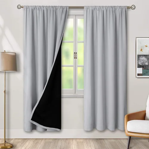 Vista 52 de BGment - Cortinas opacas para sala de estar de 63 pulgadas de largo, juego de 2 paneles, cortinas para oscurecer toda la habitación, cortinas