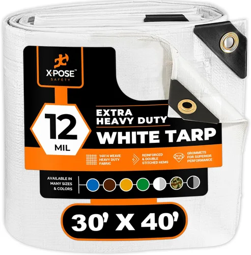 Vista 126 de Xpose Safety Lona protectora de polietileno plateado resistente de 5 x 7 pies - Funda protectora multiusos - Duradera, resistente al agua