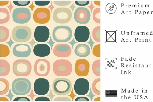 Vista 2 de Ethan Taylor Abstract Wall Art Prints Unframed Square Posters 'Retro 70s Hippie Groovy Pattern XII' Retro Home Décor for Living Room, Bedroom