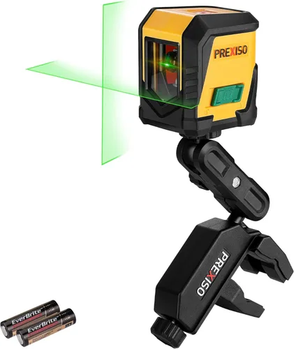 Vista 8 de PREXISO Nivel láser con trípode, nivel láser de línea cruzada autonivelante de 65 pies, herramienta niveladora de línea verde para colgar cuadros
