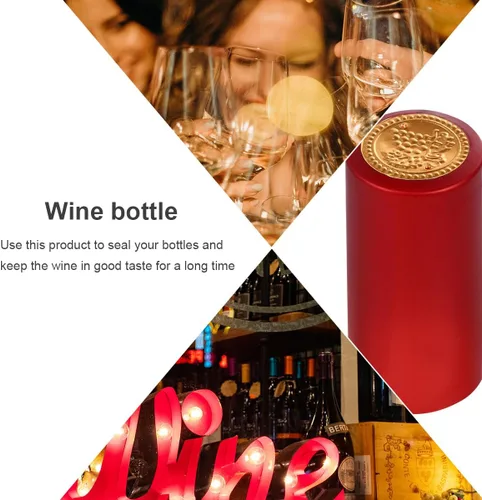 Vista 6 de NUOBESTY 100 cápsulas para botellas de vino, películas termorretráctiles para botellas (rojo)