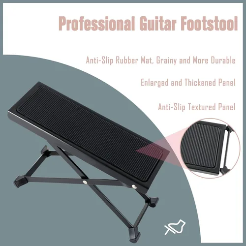 Vista 3 de EASTROCK Reposapiés de guitarra plegable ajustable de altura de hierro sólido para guitarra clásica