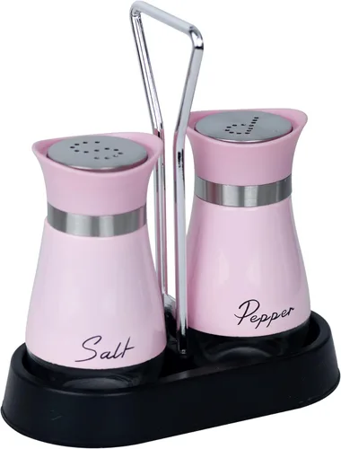 Vista 10 de Juego de salero y pimentero de acero inoxidable y vidrio con soporte (NEGRO)