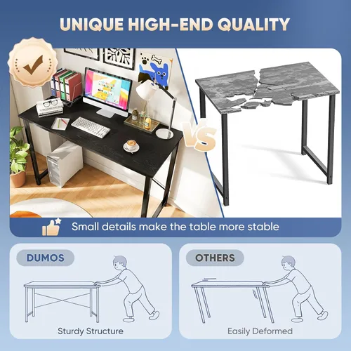 Vista 16 de DUMOS Escritorio de oficina pequeño de 32 pulgadas para computadora de estilo moderno y simple, mesa de trabajo de estudio para el dormitorio
