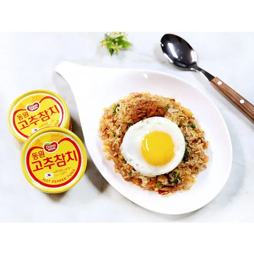 Vista 3 de Dongwon Atún en Lata con Salsa de Pimiento Picante, 100g (3.5oz) x 10 latas - Atún Enlatado Coreano 고추참치