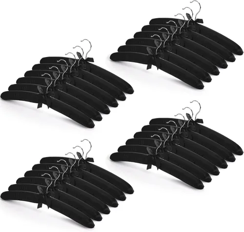 Vista 10 de Jetec 24 piezas de perchas acolchadas de raso con gancho giratorio de 360°, almohadillas de hombro de esponja, para abrigos, suéteres, blusas, Beige