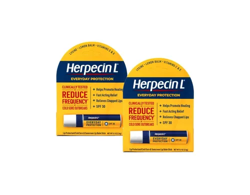 Herpecin L - Bálsamo labial en barra con SPF30 y lisina; protege y trata el herpes labial y ampollas de fiebre, labios agrietados, 0.1 onzas,