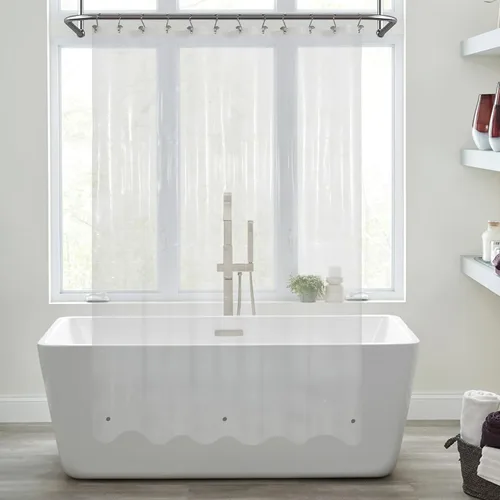 Vista 55 de Mrs Awesome Cortina de regadera para cabina de ducha 36x72, forro de cortina de regadera de plástico PEVA para baño, ligera e impermeable, 36 x 72