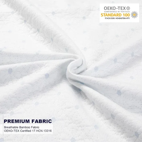 Vista 2 de Ferlizer Funda protectora de colchón Queen de 2 pulgadas, certificado Oeko-Tex, funda de bambú con cremallera para cubrecolchón con correas