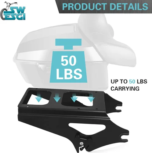 Vista 3 de Estante de montaje desmontable para maletero doble para 2009-2013, compatible con Harley Davidson Touring Street Glide Road King Road Glide Electra