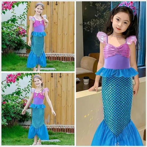 Vista 4 de Avady Disfraz de princesa para niñas, disfraz de princesa con accesorios