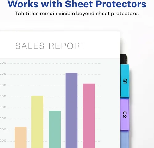 Vista 2 de Avery Big Tab 11982 - Separadores de plástico insertable con 2 bolsillos para carpetas de 3 anillas, juego de 5 pestañas, bicolor multicolor