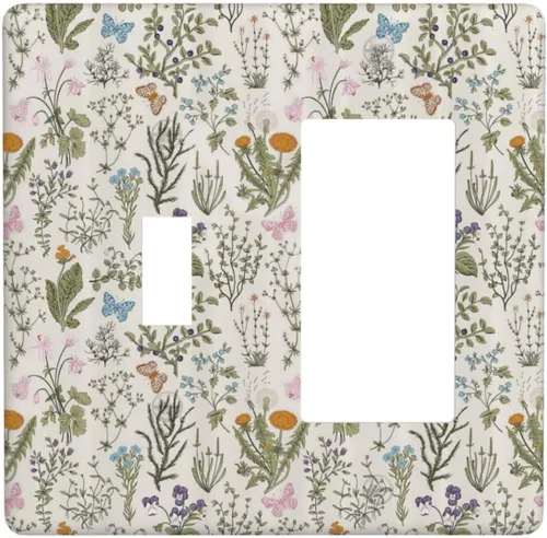 Vista 49 de William Morris Floral Boho Azul Medianoche Azul Bohemio Flor 1 Banda Dúplex Cubierta de Salida Decorativa Receptáculo Único Interruptor Eléctrico