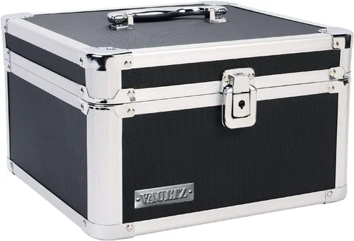 Vaultz Caja de seguridad portátil – Caja de almacenamiento grande de 10 x 10 x 6.5 pulgadas con cerradura, bolsillo de malla y compartimentos