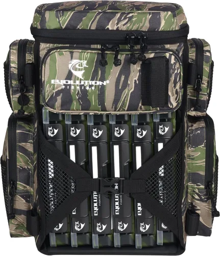 Vista 9 de Mochila para aparejos de pesca Evolution Drift Series, mochila de camping con 6 bandejas para aparejos de pesca, resistente