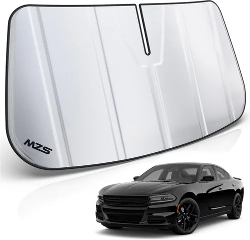 Vista 48 de MZS Parasol para parabrisas compatible con el modelo 3 2018-2026, parasol plegable para ventana delantera de automóvil con bolsa de almacenamiento