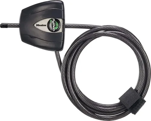 Master Lock Candado de bicicleta Python negro con llave, candado de cable de metal ajustable tiene un revestimiento de vinilo resistente a la