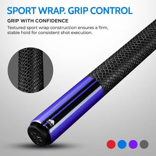Vista 5 de RHINO Nebula 2 Low Deflection Carbon Pool Cue - Sport Wrap Amatista púrpura
