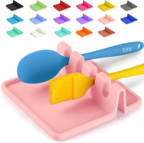 Vista 28 de Zulay Kitchen - Reposa utensilios de silicona con bandeja antigoteo para múltiples utensilios de cocina, reposacucharas sin BPA y resistente al