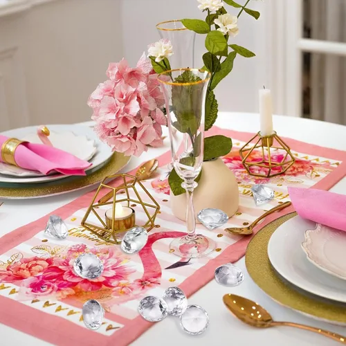 Vista 8 de 100 piezas de diamantes de acrílico transparente de 1 pulgada para decoración de mesa de boda, confeti de gemas para relleno de jarrones, decoración