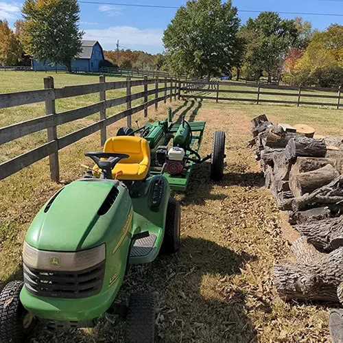 Vista 3 de Enganche de remolque para tractor de césped, kit de enganche de cortacésped profesional de jardín resistente compatible con cortacéspedes John Deere