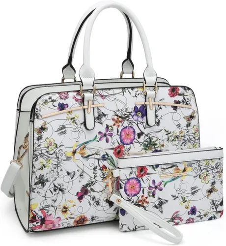 Vista 13 de Dasein - Juego de bolso y monedero para mujer, set de 2 piezas con 3 compartimentos, bolso con asa superior y correa para el hombro