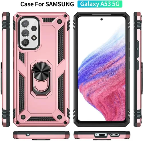 Vista 4 de Yiakeng Funda para Samsung A53 5G, Galaxy A53 5G con protector de pantalla HD, fundas protectoras de grado militar con anillo para Samsung Galaxy