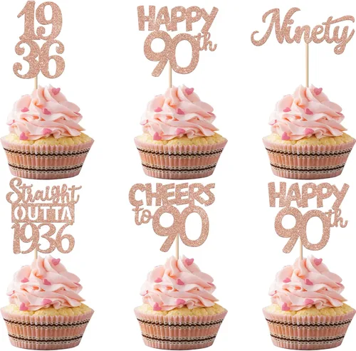 Vista 32 de 30 piezas de decoraciones para pastel de cumpleaños número 10, decoraciones de cupcakes negras con brillo, 10 feliz cumple, directo desde 2016, 10