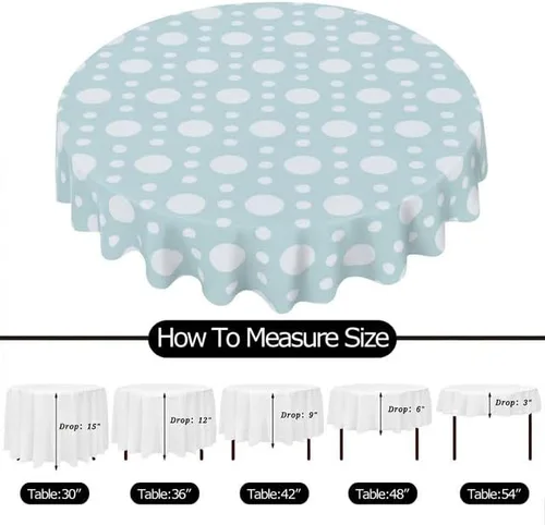 Vista 6 de Minimalist Green Round Tablecloth White Dots Table Cloth Decor Washable Table Cover with Wrinkle Resistant for Home Kitchen Dining Room Picnic