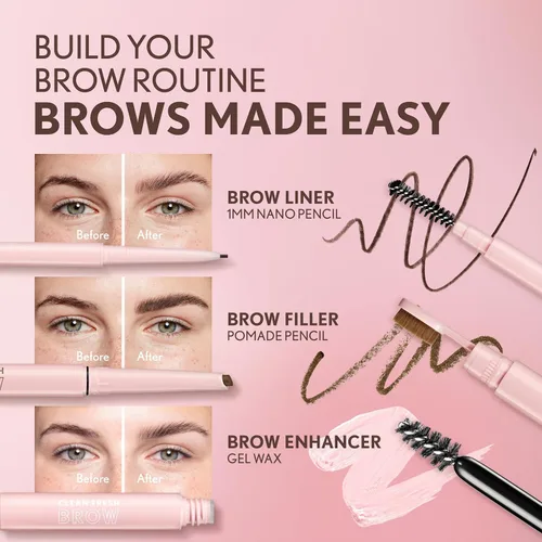 Vista 6 de Covergirl Clean Fresh Brow Nano, 300 Auburn, lápiz de cejas, punta ultra precisa, impermeable, resistente a la transferencia, carrete integrado