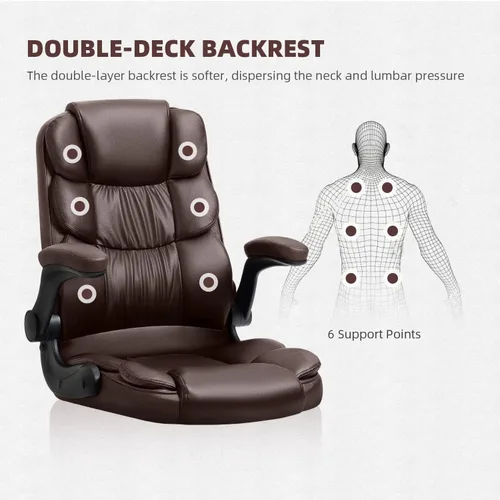 Vista 6 de YAMASORO Silla de oficina ejecutiva, silla ergonómica con soporte lumbar, cómodas sillas de escritorio para computadora, brazos abatibles y ruedas