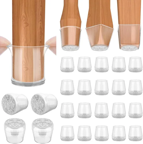 Vista 25 de BALEINE Paquete de 32 protectores de silicona para patas de silla, tapas protectoras de patas de taburete, tapas antideslizantes para patas de silla
