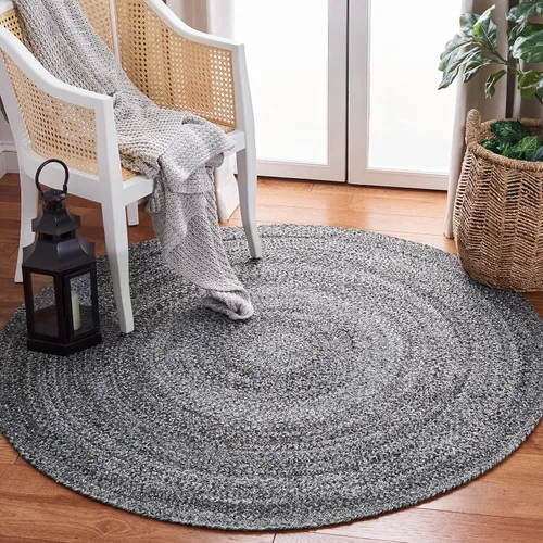 Vista 5 de SAFAVIEH Braided Collection BRD800B BRD800B - Alfombra redonda reversible de 3 pies, color beige