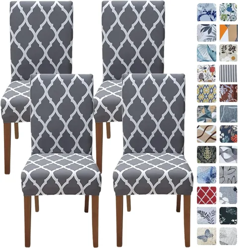 Vista 77 de SPRINGRICO Juego de 4 fundas elásticas para sillas de comedor de Navidad, fundas para sillas Parsons de cocina, fundas de asiento extraíbles